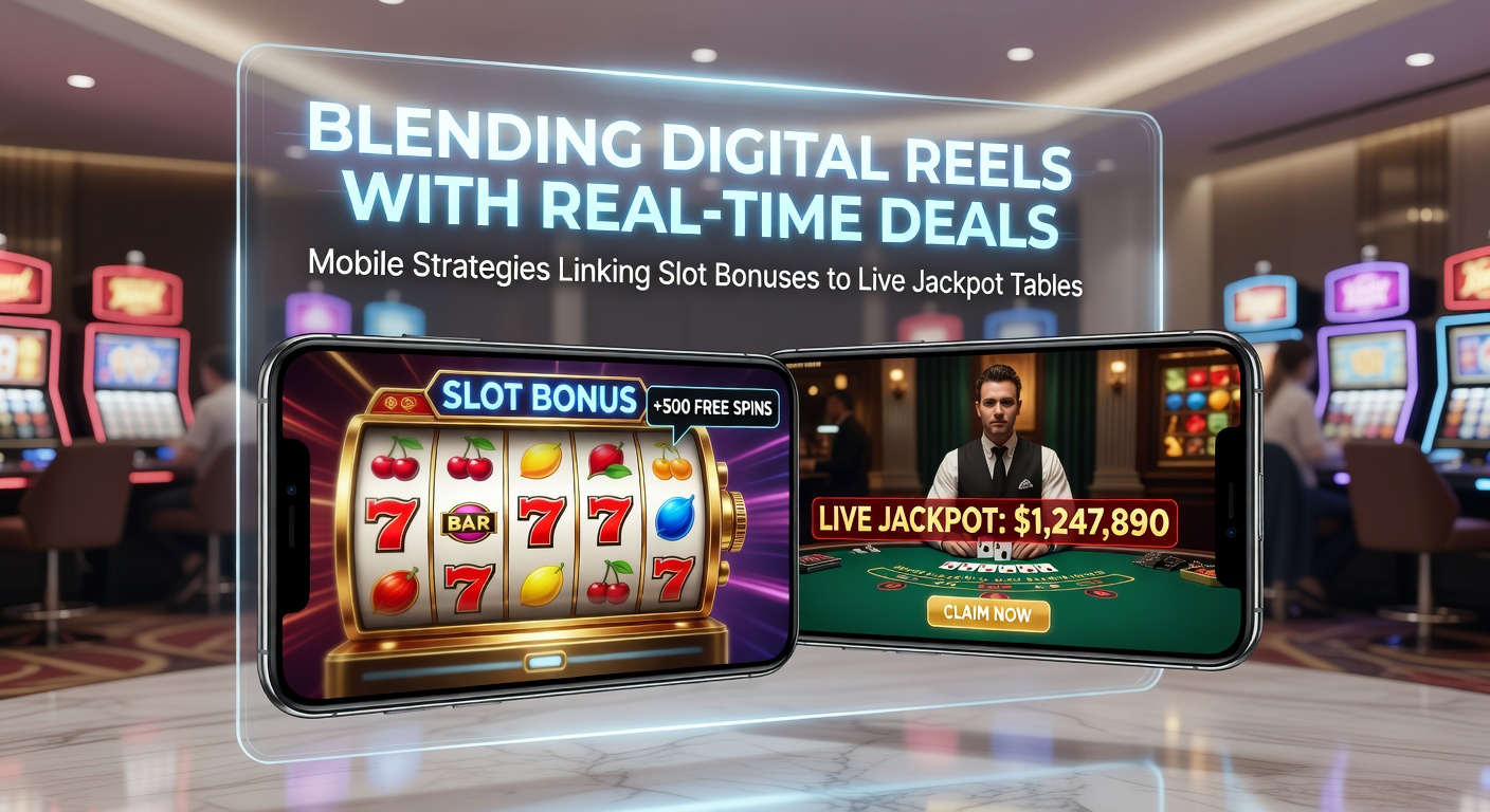 Mobile screen showing slot reels transitioning seamlessly into a live jackpot table interface with bonus credits active