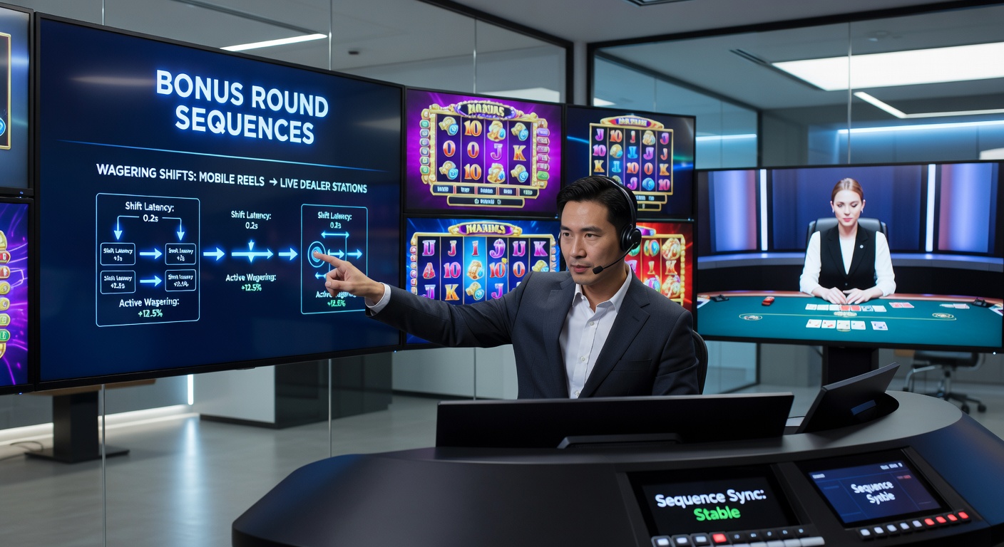 Live dealer station receiving transferred credits from mobile slot bonus sequence