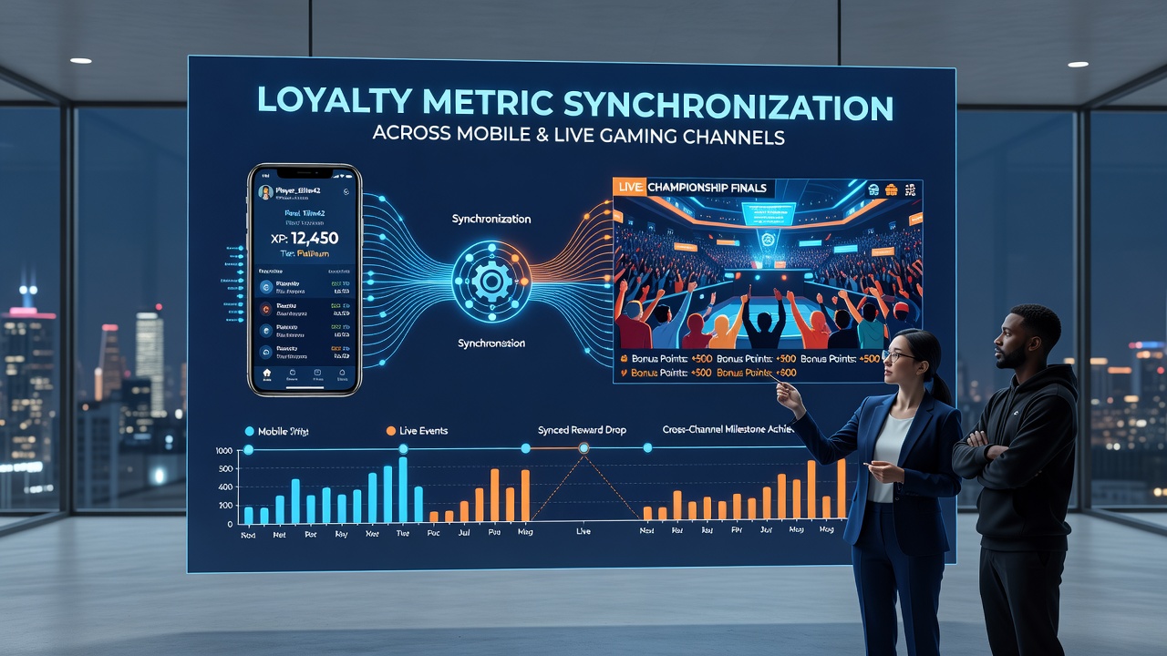 Screenshot of a player dashboard displaying synchronized loyalty points from mobile slots and live roulette sessions