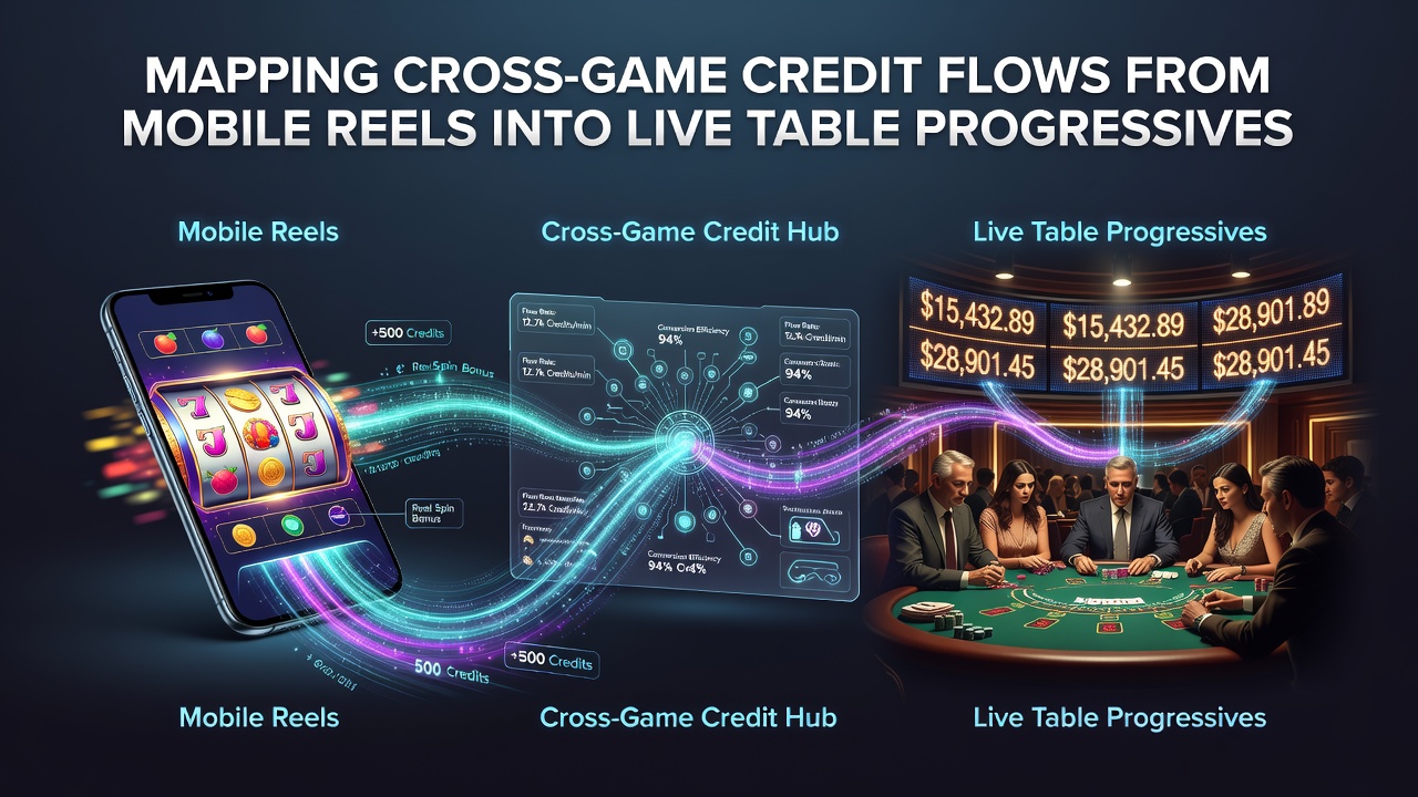 Live casino interface displaying progressive jackpot meters with credit flow indicators from mobile reels