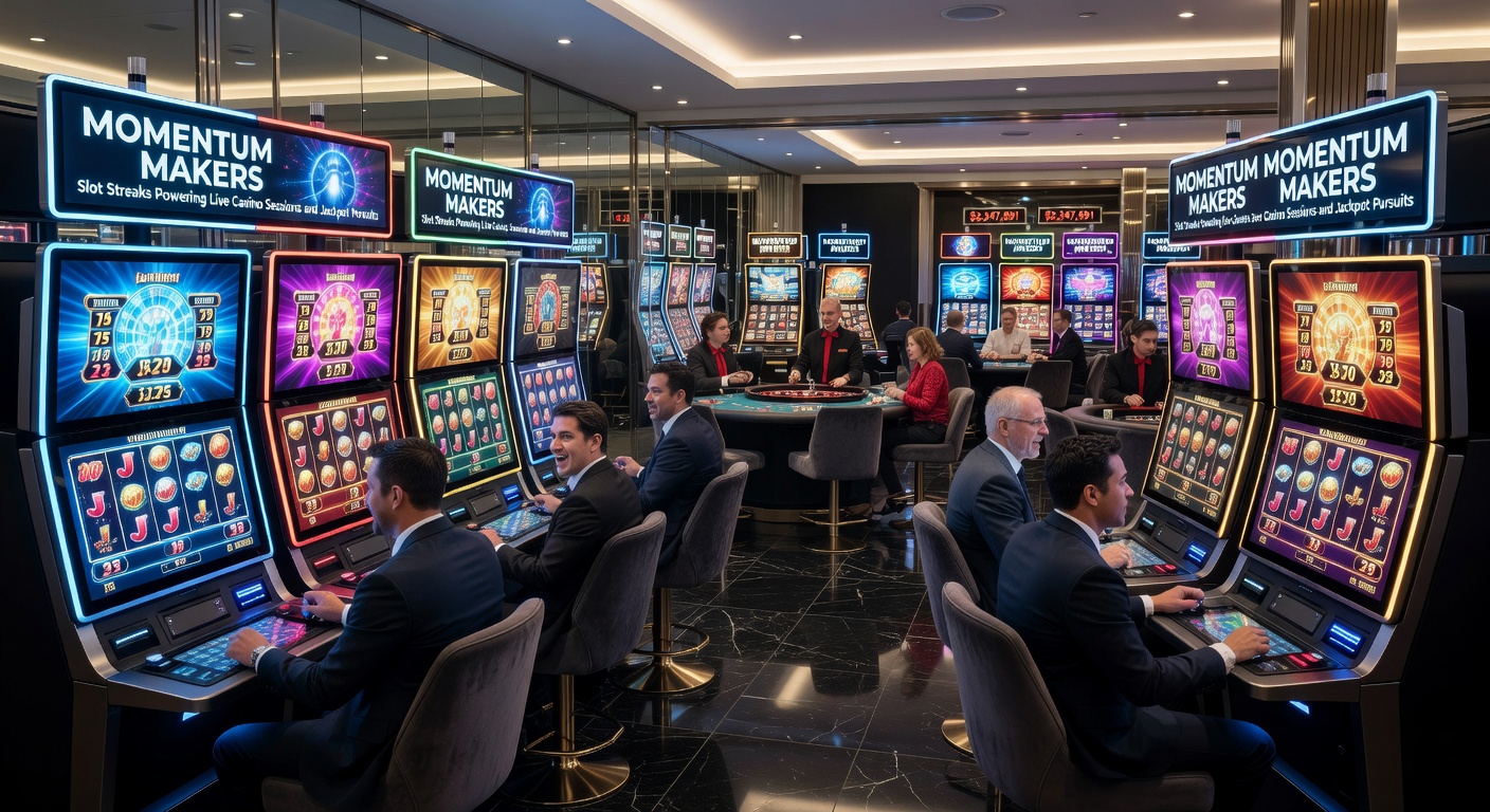 Dynamic graphic showing a slot streak jackpot exploding into linked progressive pots across live casino tables, with coins cascading toward a massive prize ticker