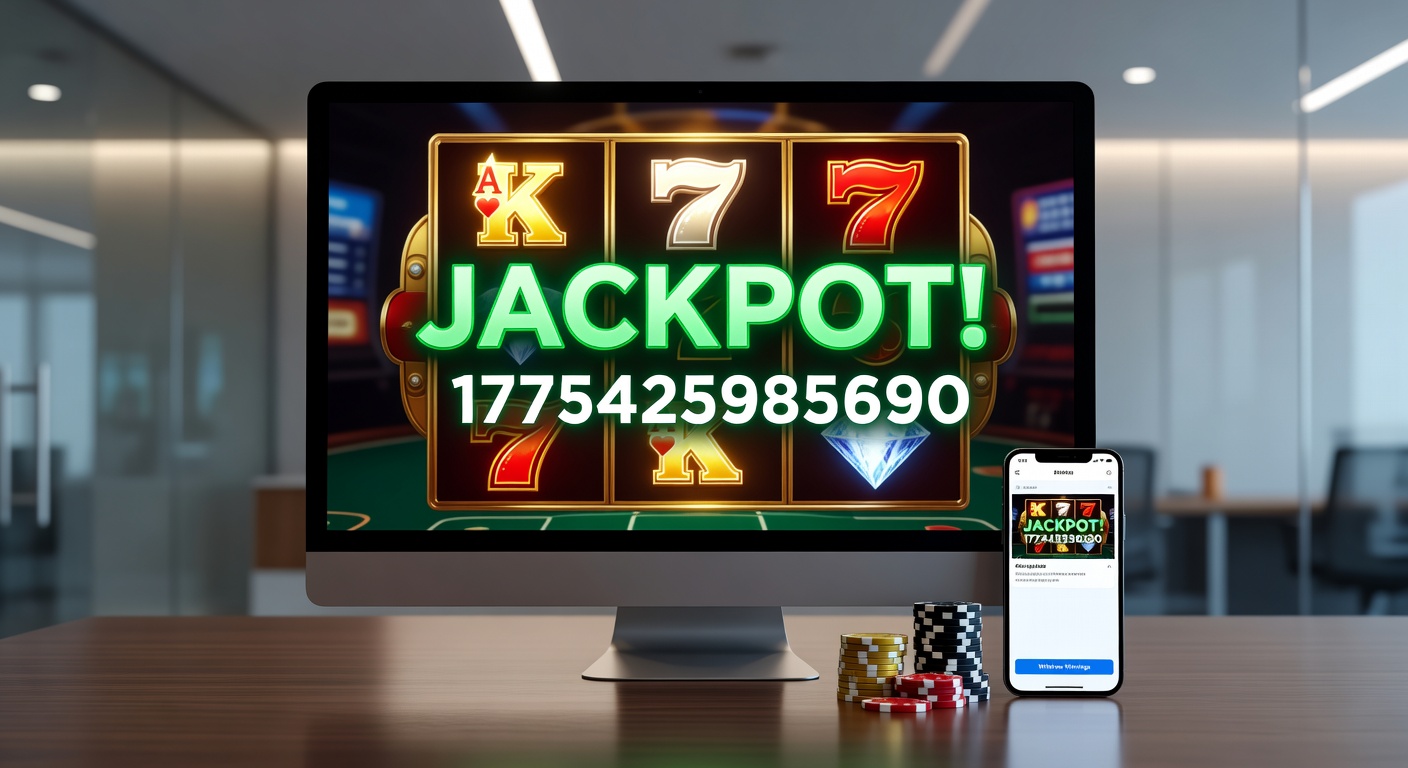 Vibrant online slot machine displaying a massive jackpot win with cascading coins and excited player interface