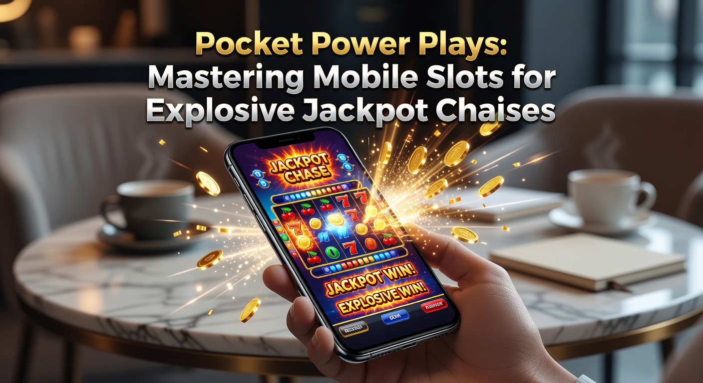 Player's hand holding a phone with a mobile slot app open, jackpot meter flashing triumphantly amid colorful animations and confetti effects