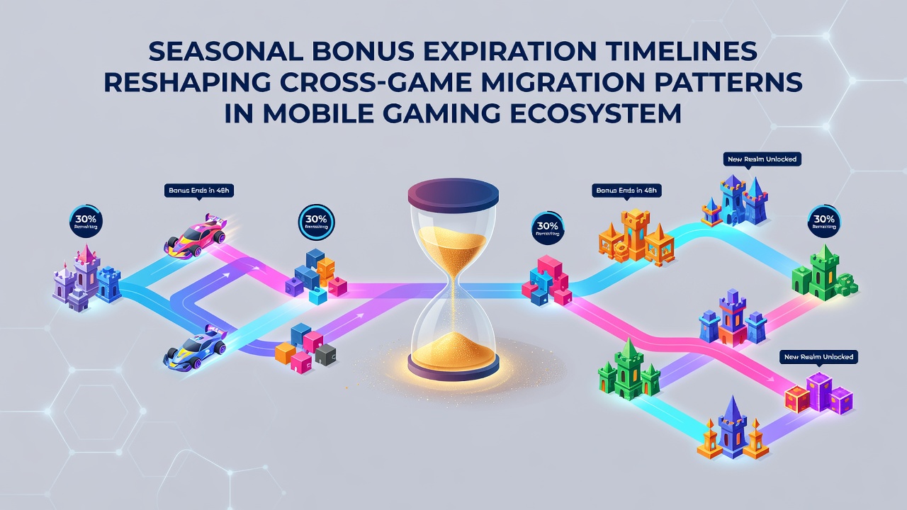 Analytics dashboard displaying cross-game player migration flows triggered by seasonal bonus deadlines