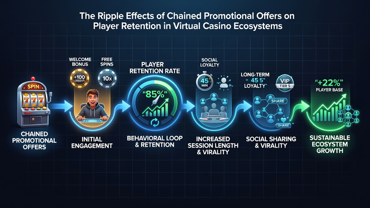 Illustration of player retention trends influenced by interconnected casino promotions