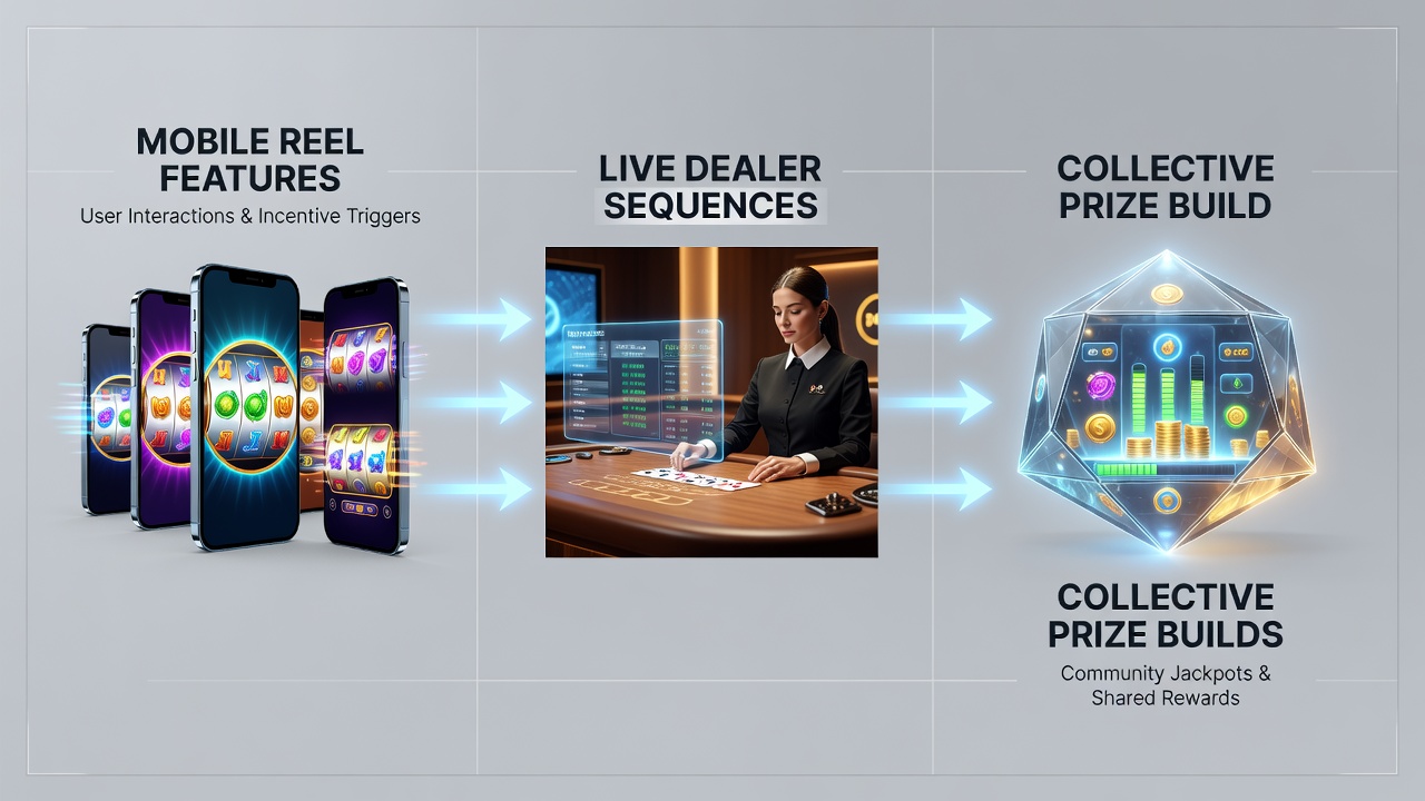 Mobile slot interface showing reel features transitioning into live dealer game options on a smartphone screen