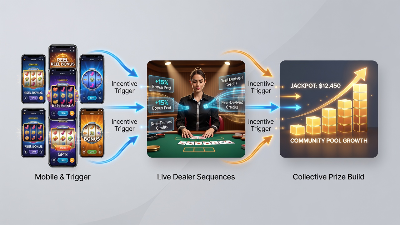 Live dealer table interface displaying pooled jackpot meters alongside mobile credit transfer indicators