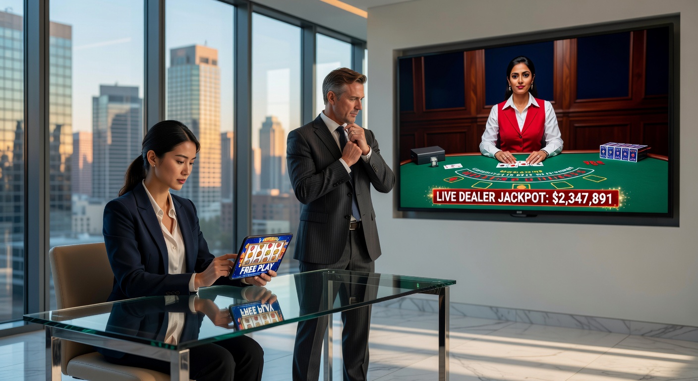 Live dealer at a roulette table with digital overlay showing progressive jackpot counter fueled by mobile slot transfers